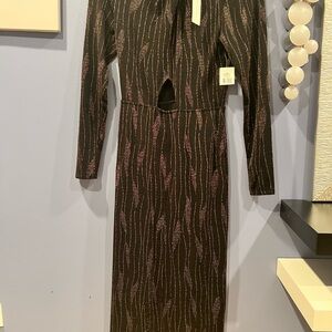 Collective Concepts Black and Purple Long Sleeve Dress